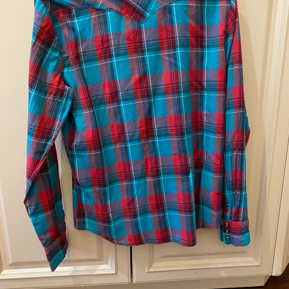 Western button down shirt in blue and pink, Mens Medium - Picture 5 of 6